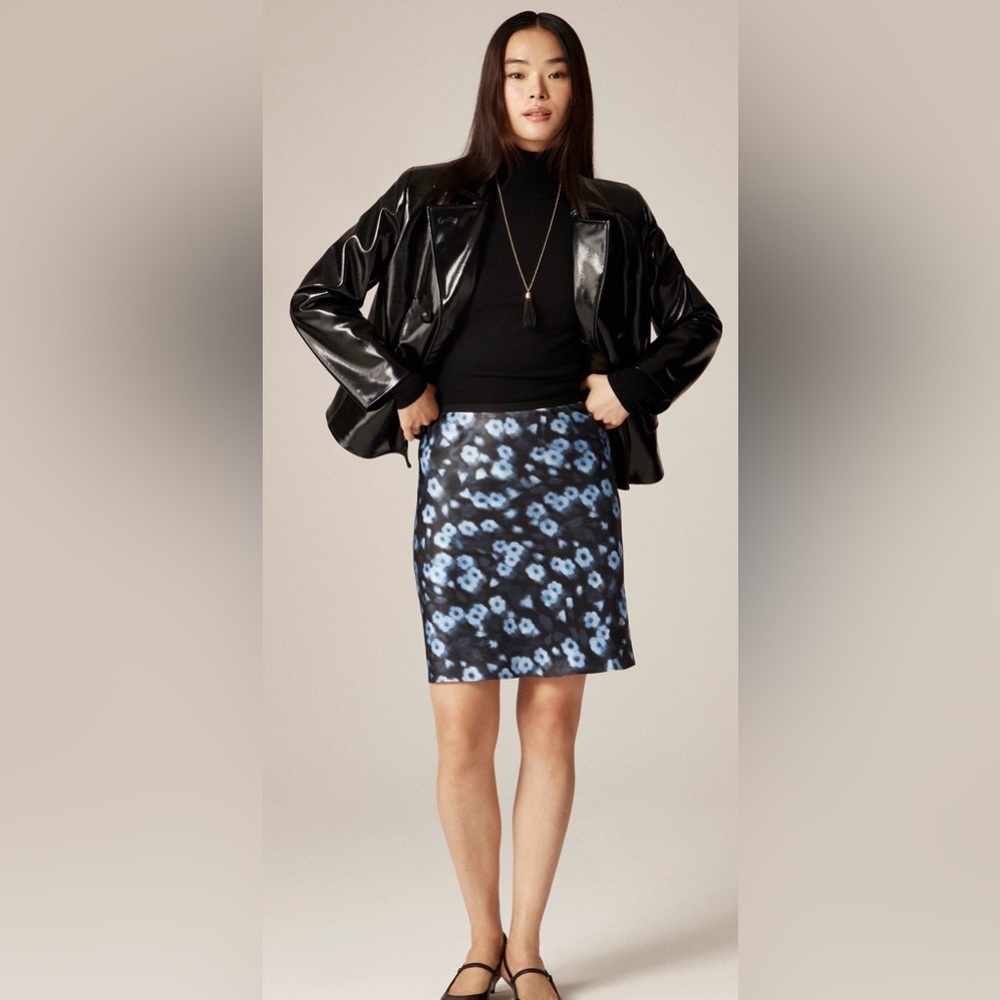 NWT J. Crew Gwen Slip Skirt in Blurry Floral Luster Charmeuse, size XL